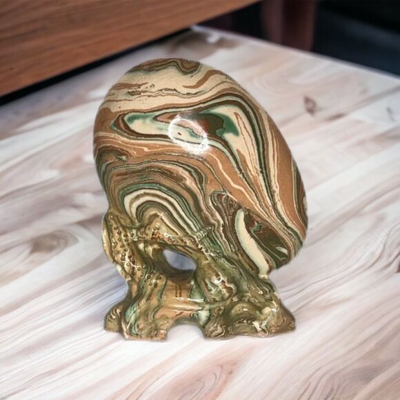 Unbranded Other - VTG 60s MCM Chinese Ceramic Art Sculpture Marbled Glaze  Abstract